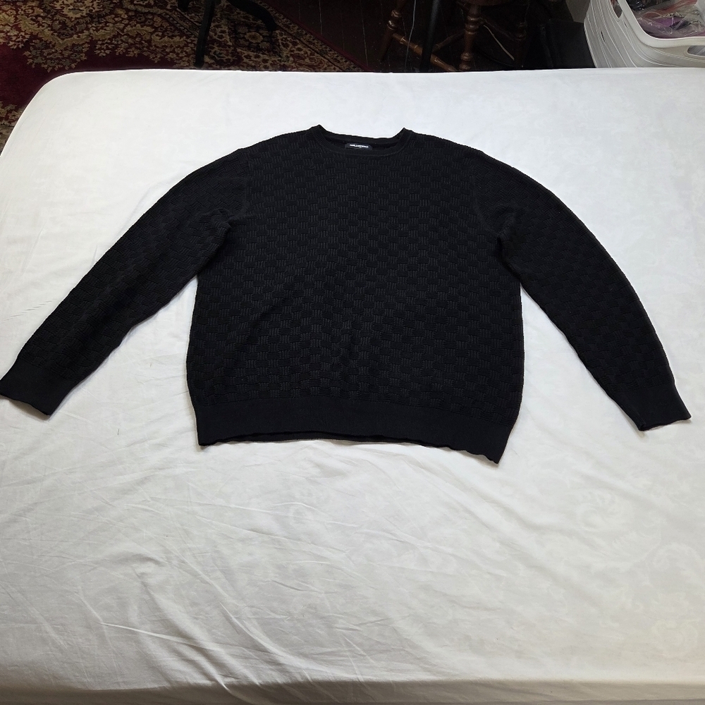 Karl Lagerfeld‎ Men’s Lightweight Crew Neck Black Sweater Size XL